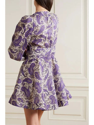Zimmermann Devi Linen Mini Wrap Dress Paisley Print 1