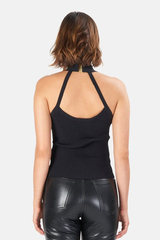 Zimmermann Halter Rib Knit Top in Black BACK
