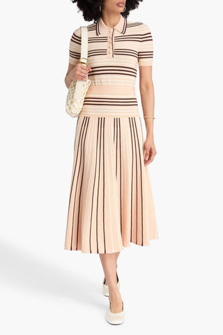 Zimmermann Natura Stripe Knit Polo and Midi Skirt Renascence Studio FRONT VIEW