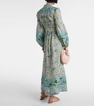 Zimmermann Ottie Plunge paisley linen midi dress Back