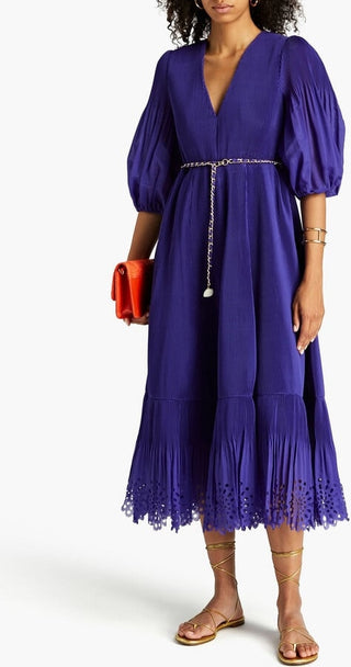 Zimmermann Pleated Midi Dress in Lapis 1