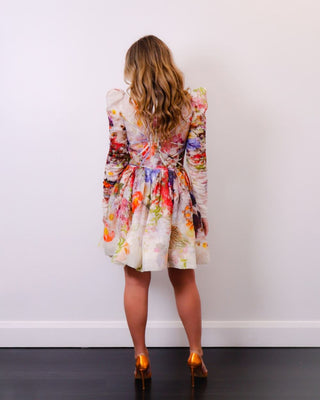 Zimmermann Prima Paneled Mini Floral Designer Dress Back
