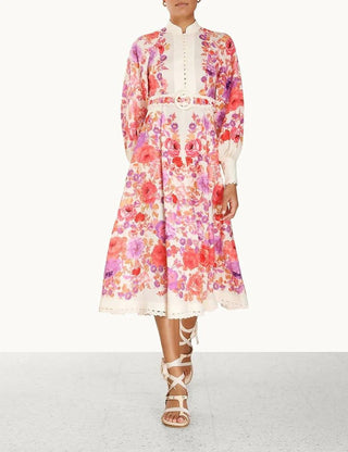 Zimmermann Raie Billow Sleeve Midi Dress