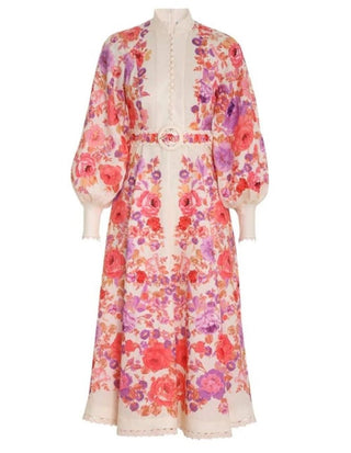 Zimmermann Raie Billow Sleeve Midi Dress stock
