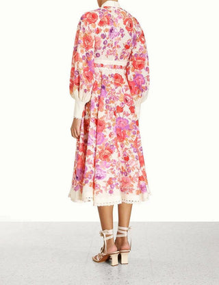 Zimmermann Raie Billow Sleeve Midi Dress BACK