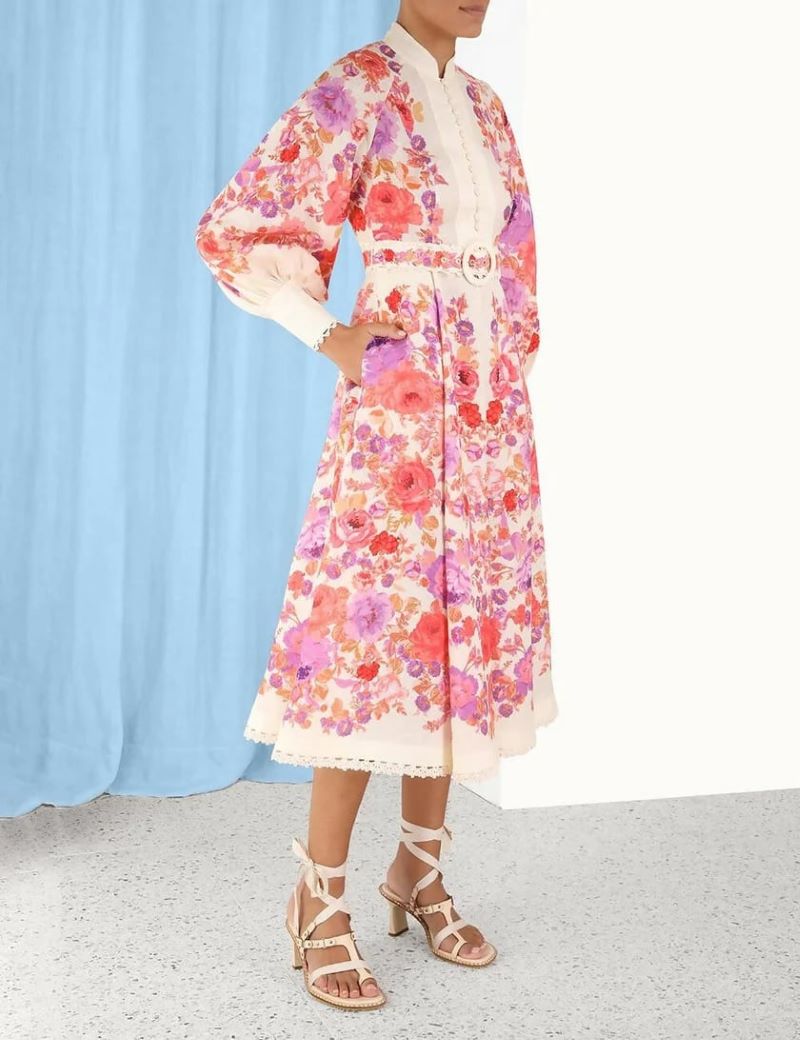 zimmermann raie billow sleeve midi dress ZIMMERMANN