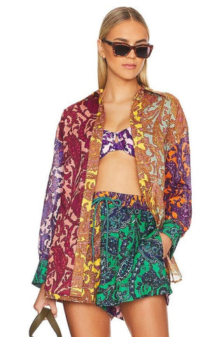 Zimmermann Tiggy Shirt and Shorts Set RenasenceStudio - open shirt relaxed vibe with bikini
