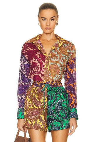 Zimmermann Tiggy Shirt and Shorts Set RenasenceStudio - Tucked in shirt close up