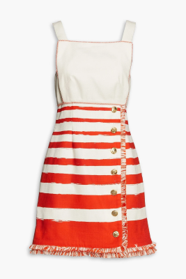 Zimmermann Postcard Striped Cotton Mini Designer Silhouette Dress for Hire. 