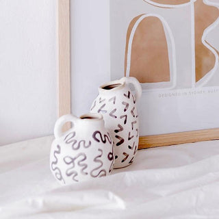 Morse Vases White/Grey, Set of 2