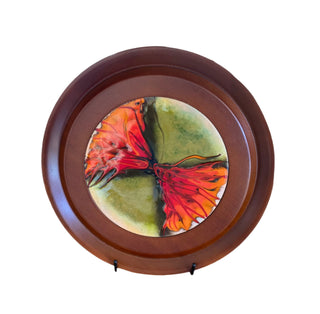 Vintage Wall Plaque in Wooden Frame, Copper Enamels by Joy & Kay Sweatman Heathmont
