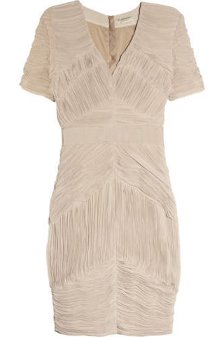 Burberry London Dress Ruched Pleated Chiffon Cocktail Dress for Hire, Front