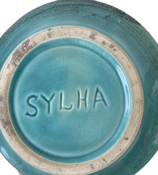 Vintage Glazed Turquoise Ceramic Ashtray by Sylha. Base with Sylha Incised
