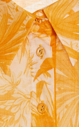 Zimmermann Mae Floral Cotton Button-Down Shirt Close Up