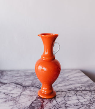 Orange Cased Glass Decorative Jug, Opalina Fiorentina, Mid Century