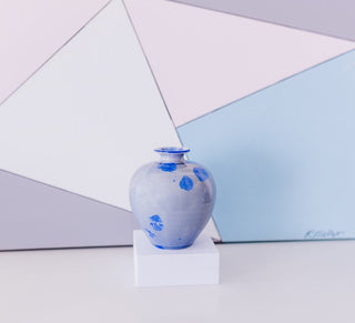 Blue Grey Crystalline Glaze Ceramic Vase by David Williams, Toolangi Pottery, Excellent Used Condition
