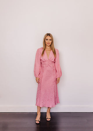 Scanlan Theodore Pink French Textured Weave Dress for Hire