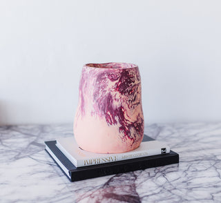 KEEPRESIN Marble-Inspired Maroon & Blush Vessel in Excellent Used Condition